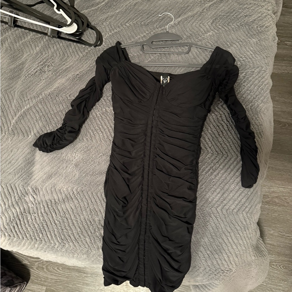 Windsor Black Ruched Mini Dress